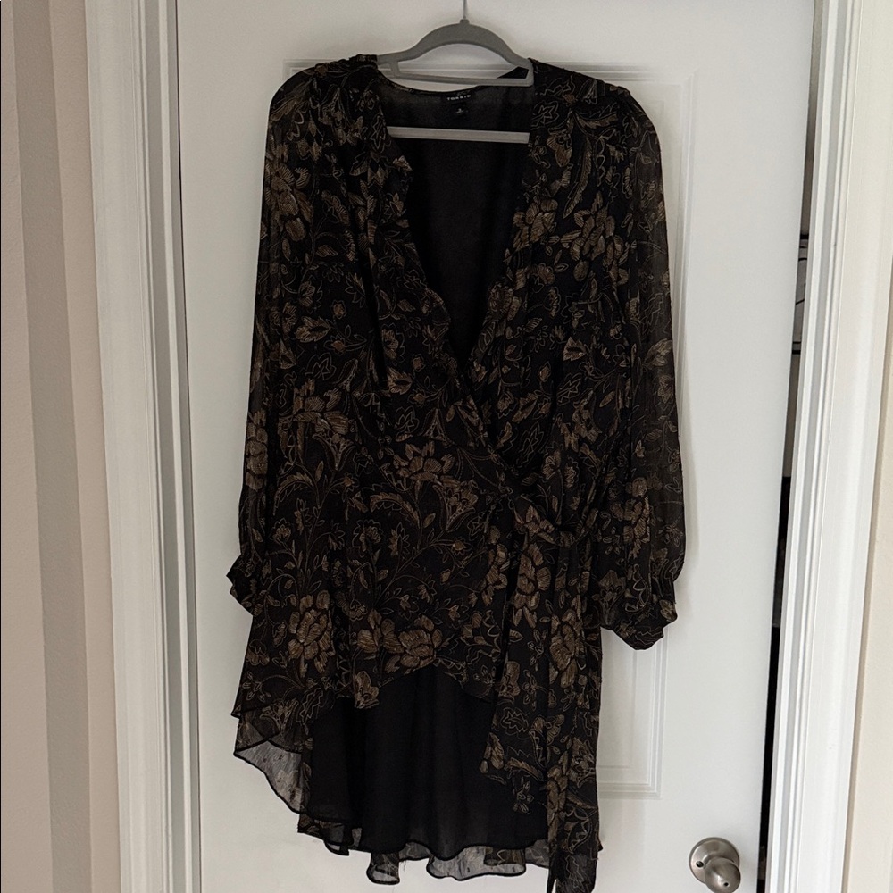 Torrid Black and Gold Lace Detail Top